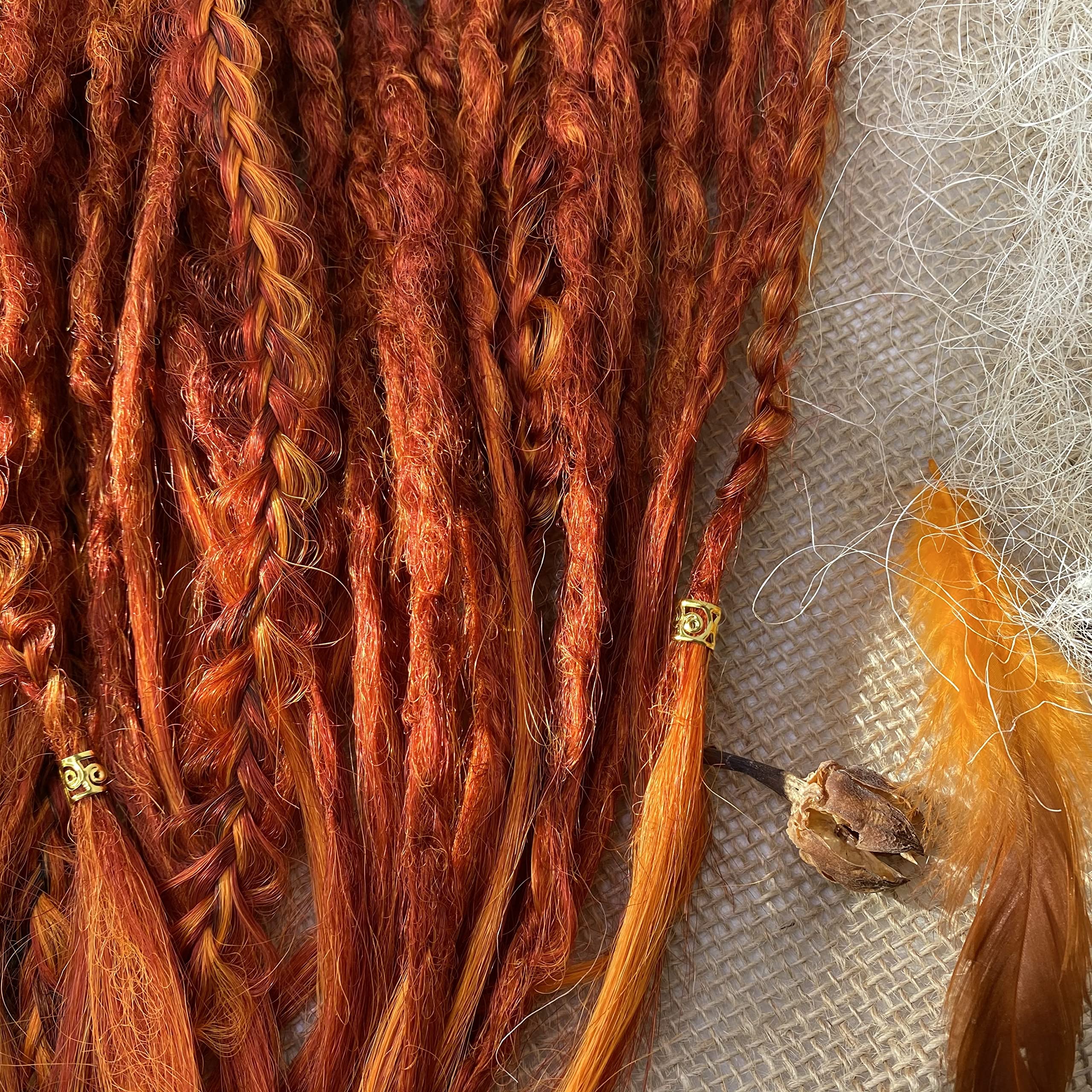Ginger Orange Merino Wool Clip In Dreadlocks Locs Extensions Handmade Ginger Loc Extension - Etsy main image 3