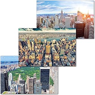 GREAT ART Zestaw 3 plakatów XXL – perspektywy Nowego Jorku – Skyline, Skyscraper, USA, Ameryka, Manhattan, Brooklyn, Central Park, dekoracja, wyposażenie wnętrz, obraz ścienny, plakat, 140 x 100 cm