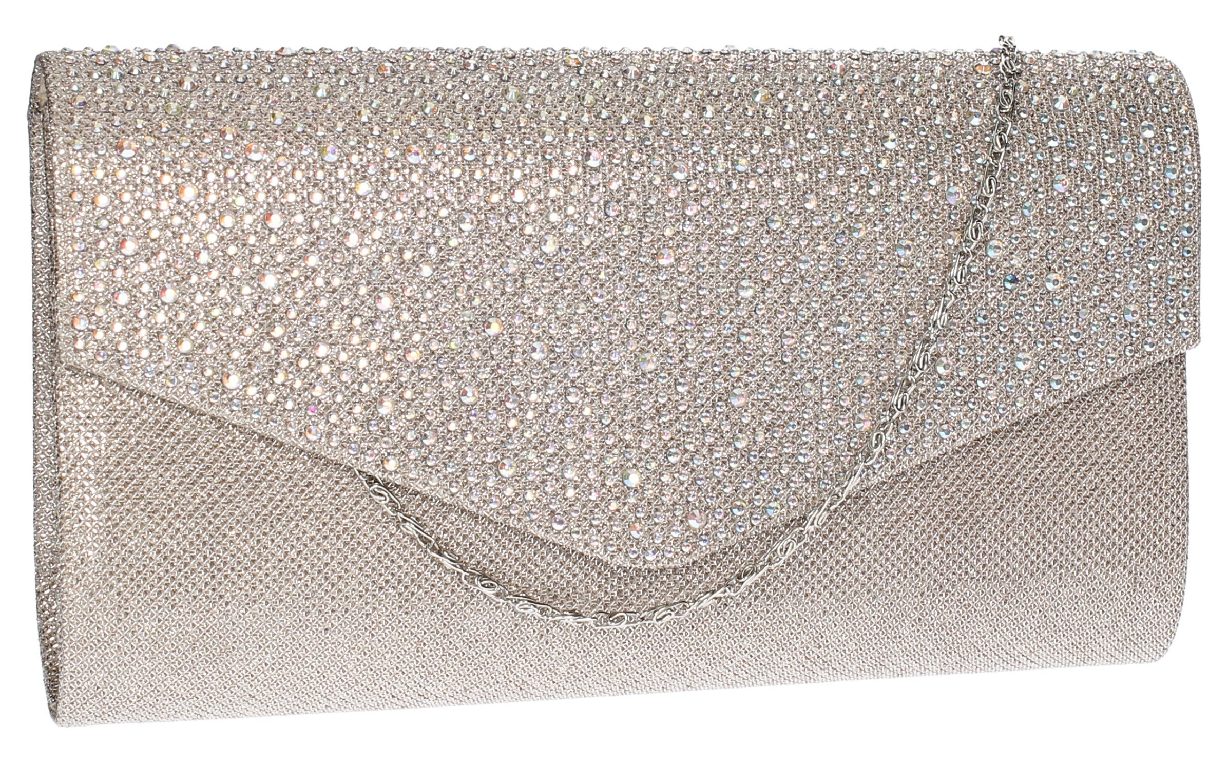 SwankySwans Montary Diamante Envelope Womens Clutch Bag Ladies Clutch Purse Evening Bag - Champagne