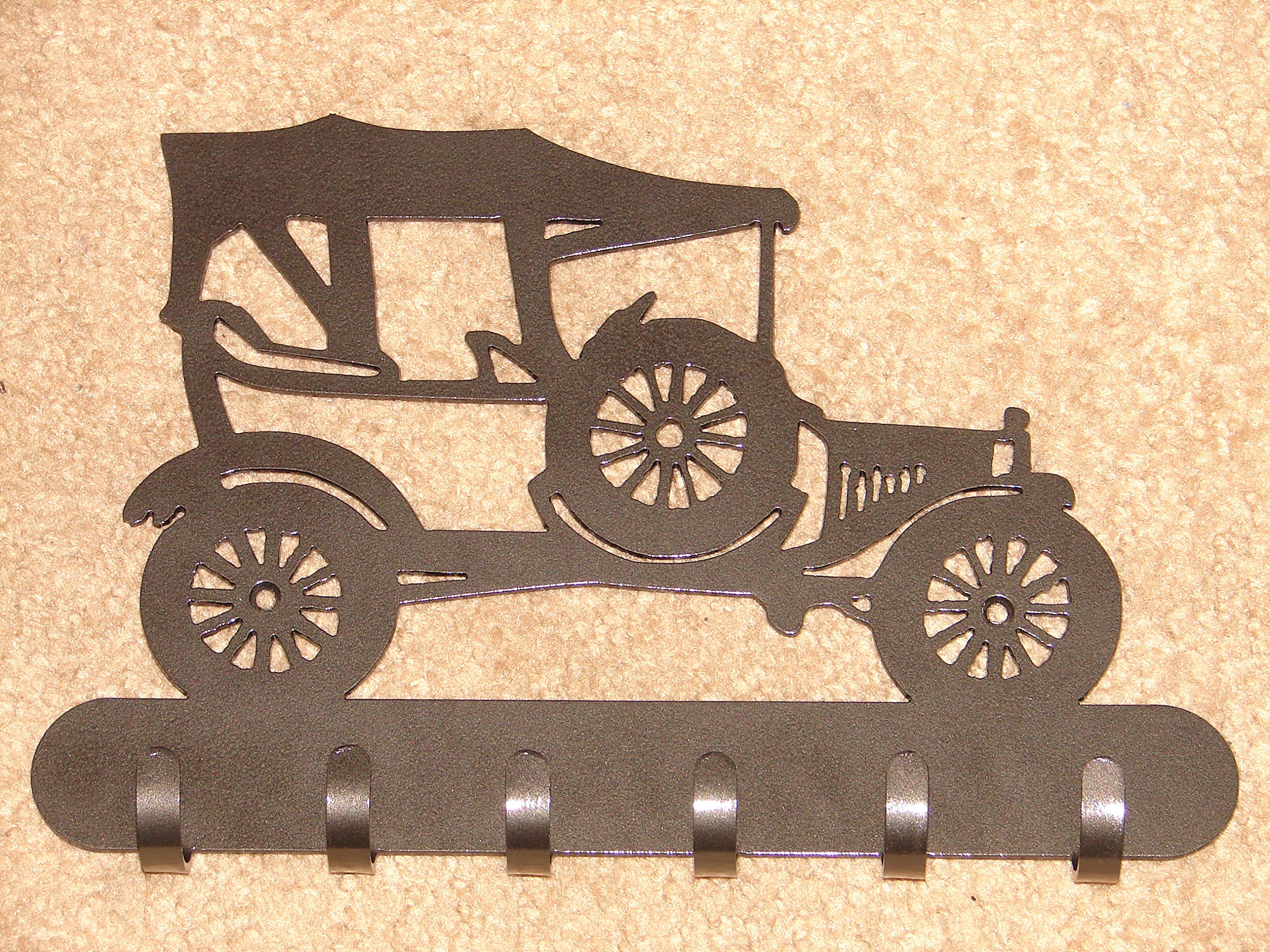 Vintage Automobile Metal Leash, Key, Jacket Hook Heavy 12 Gauge Steel