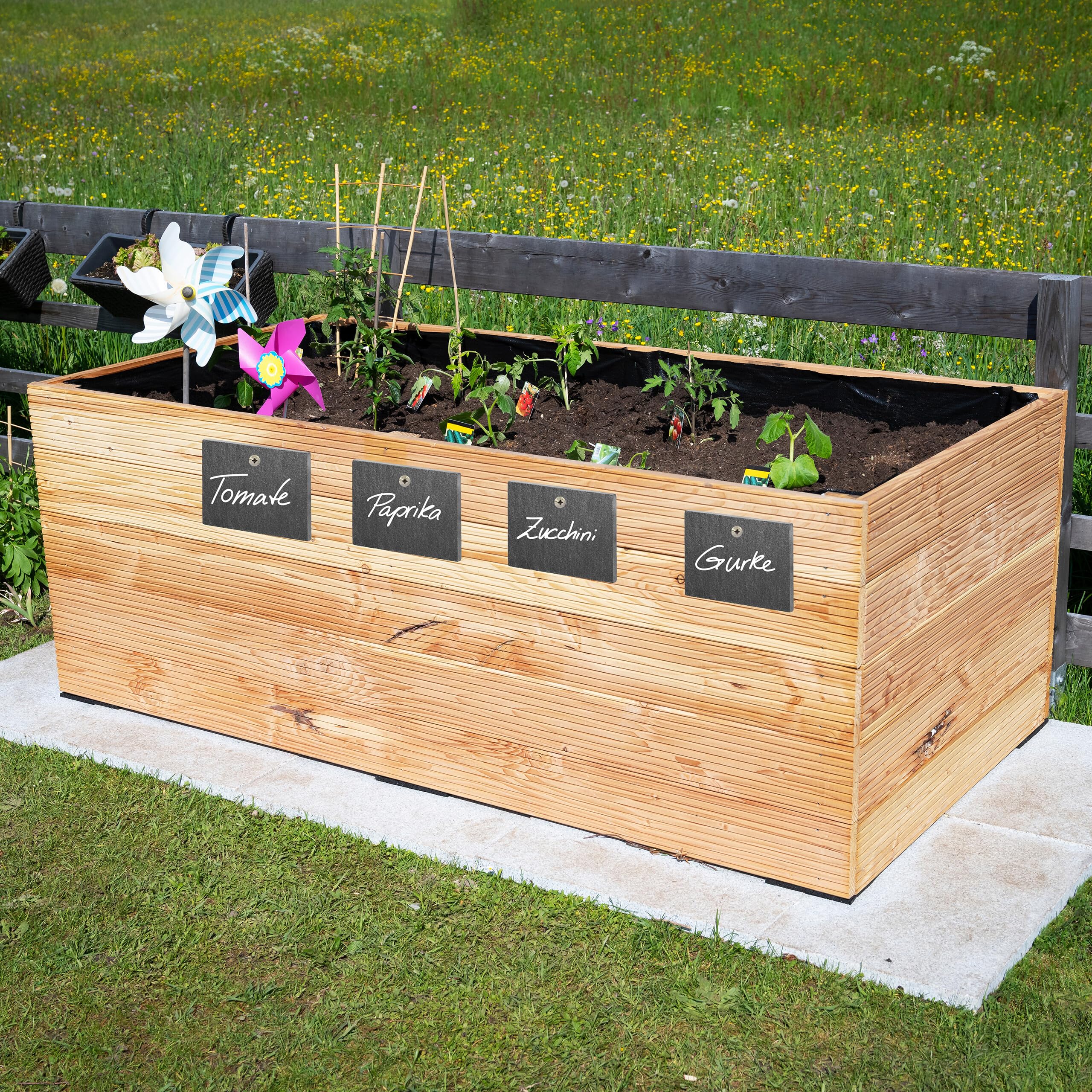 Relaxdays Lot 12 Étiquettes Ardoise Plantes Avec Piquets - Pancartes Jardin Inscriptibles Rustiques