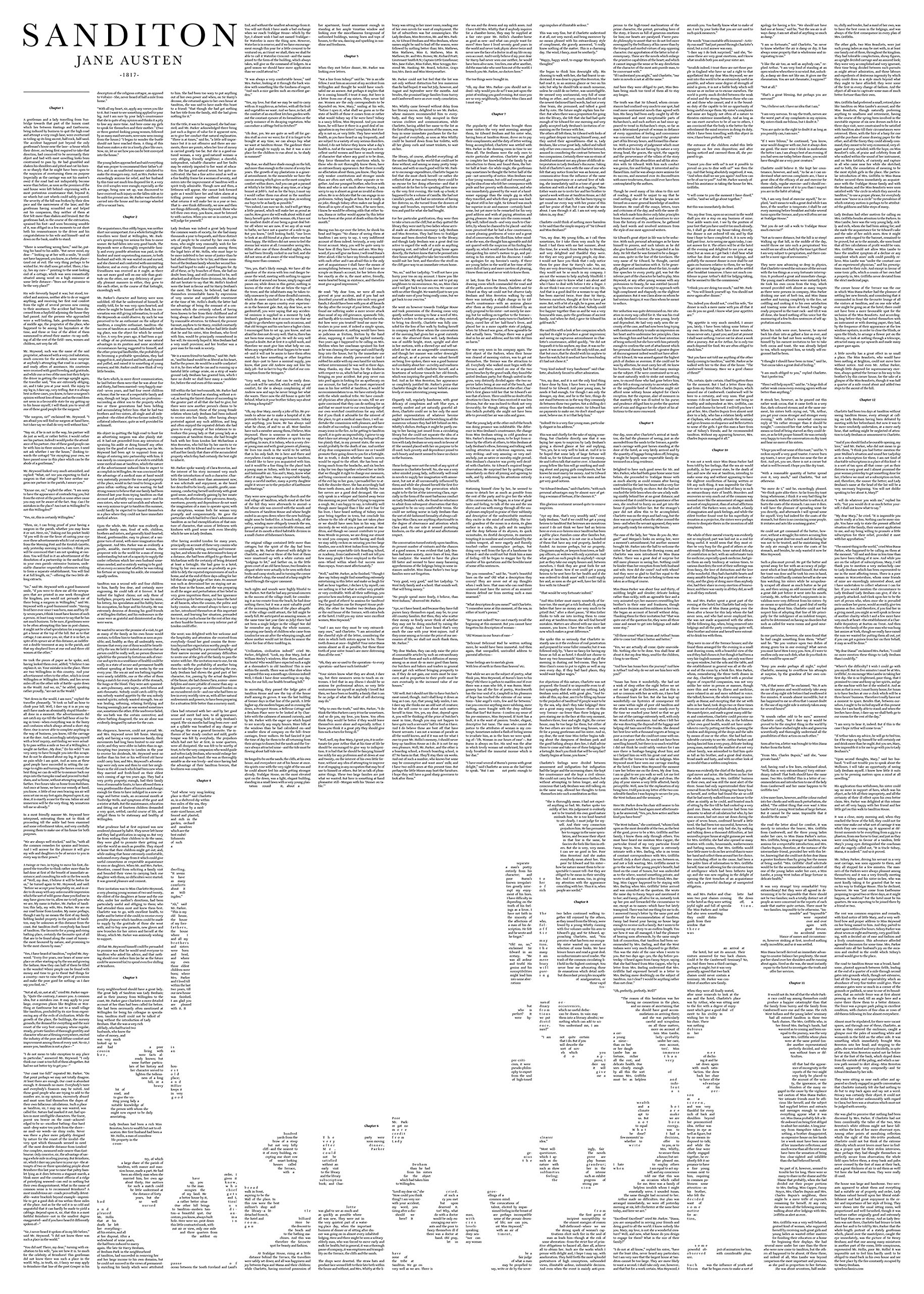 Spineless Classics Sanditon Unfinished Novel by Jane Austen Full Text on a page Art Print