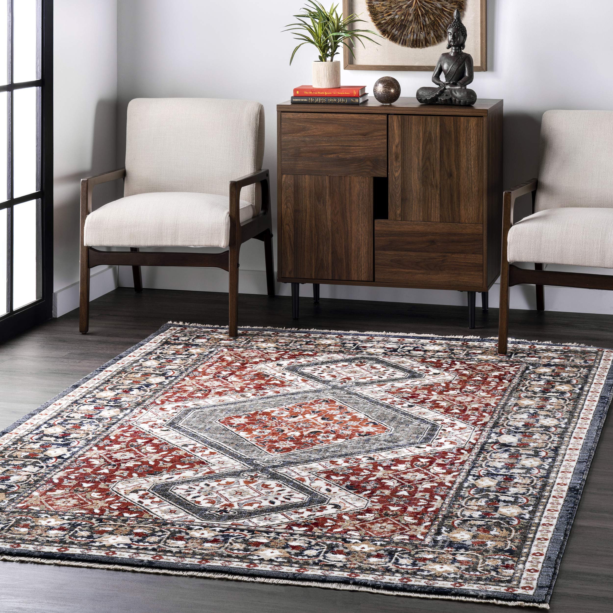 nuLOOM Mika Herati Fringe Runner Rug, 2' x 6', Multi