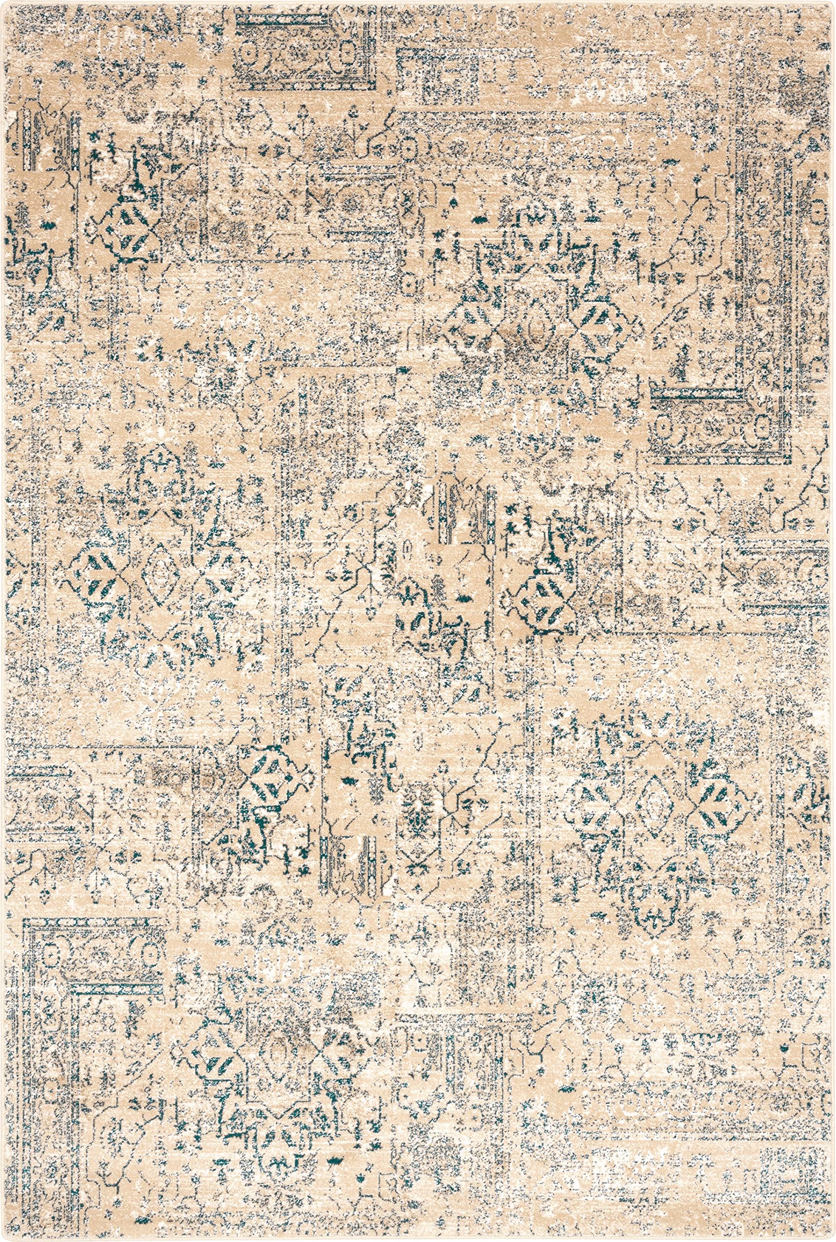 Tapis naturel en laine 133x180 cm Agnella, le grand tapis salon beige clair moderne abstrait