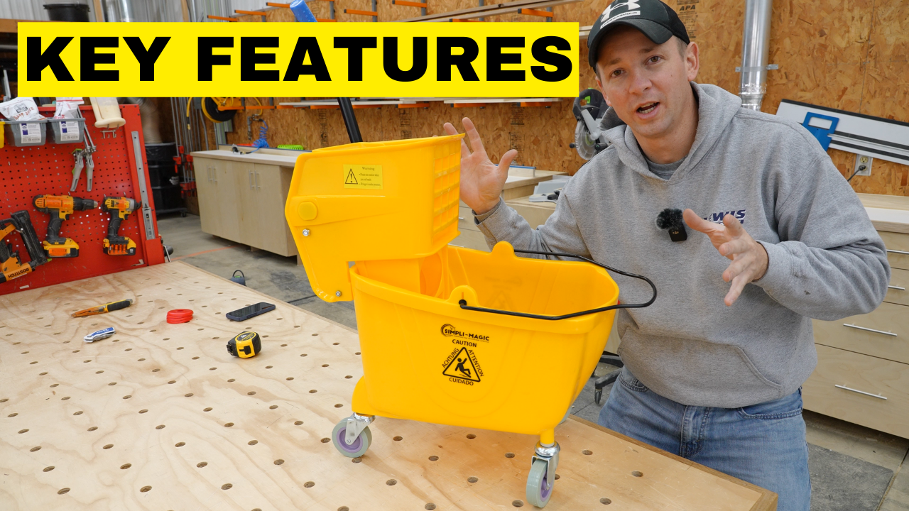 SIMPLI-MAGIC Commercial Mop Bucket With Side Press Wringer 26 Quart 50 000 Cycles Wringer Industrial Mop Bucket With Wheels Yellow - View #7