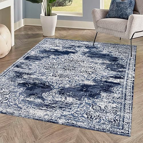 JONATHAN Y Alhambra Ornate Medallion Modern Navy/Ivory Indoor Area Rug, 5x8, Vintage, Bohemian, Easy-Cleaning for Living Room, Bedroom, Kitchen, Pet Friendly, Non-Shedding (MDP400C-5)