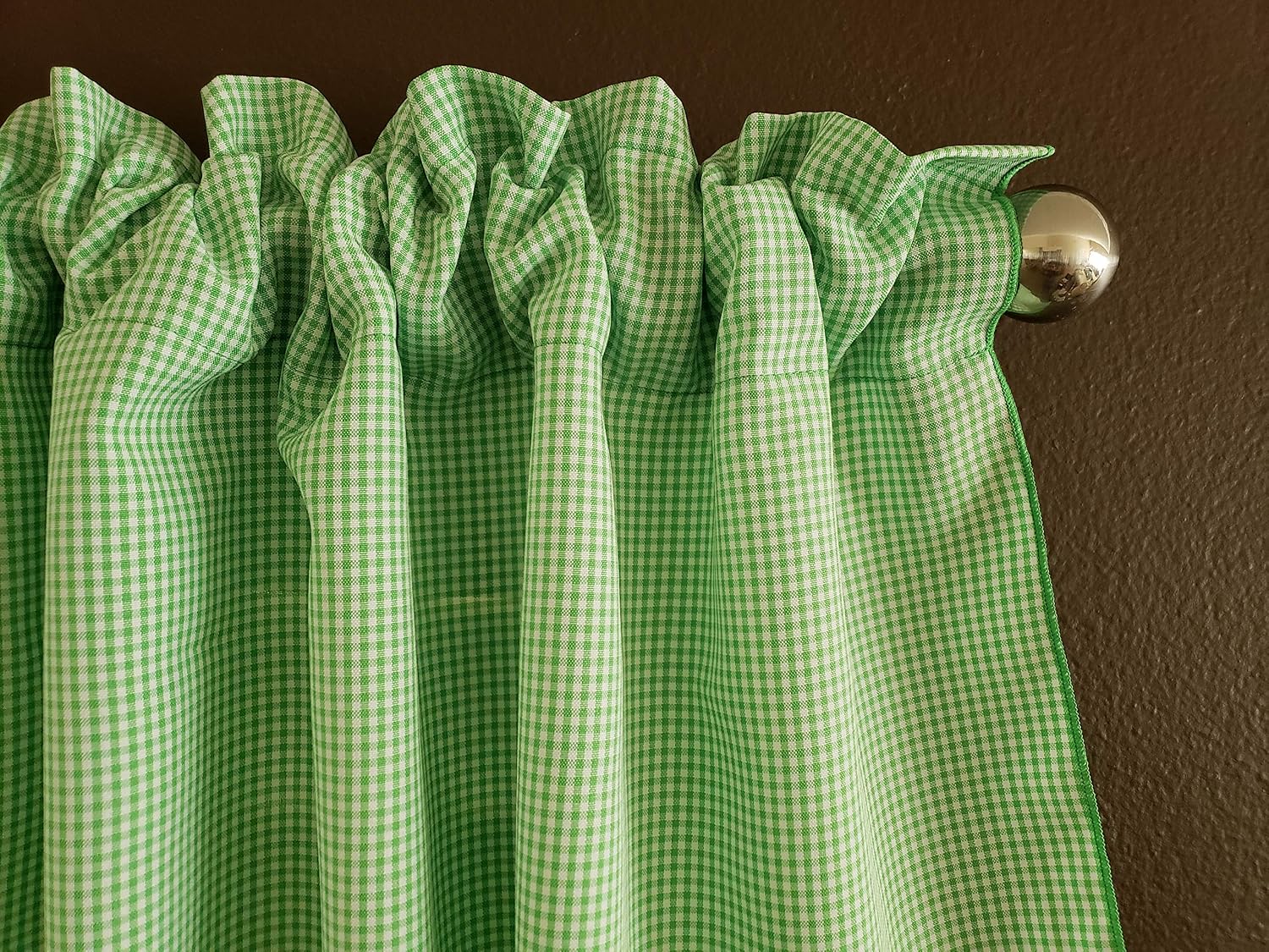 lovemyfabric 100% Polyester 1/8th Inch Gingham Small Checkered Plaid Design Kitchen Curtain Valance Window Treatment Lime Green (32" Height by 58" Width)