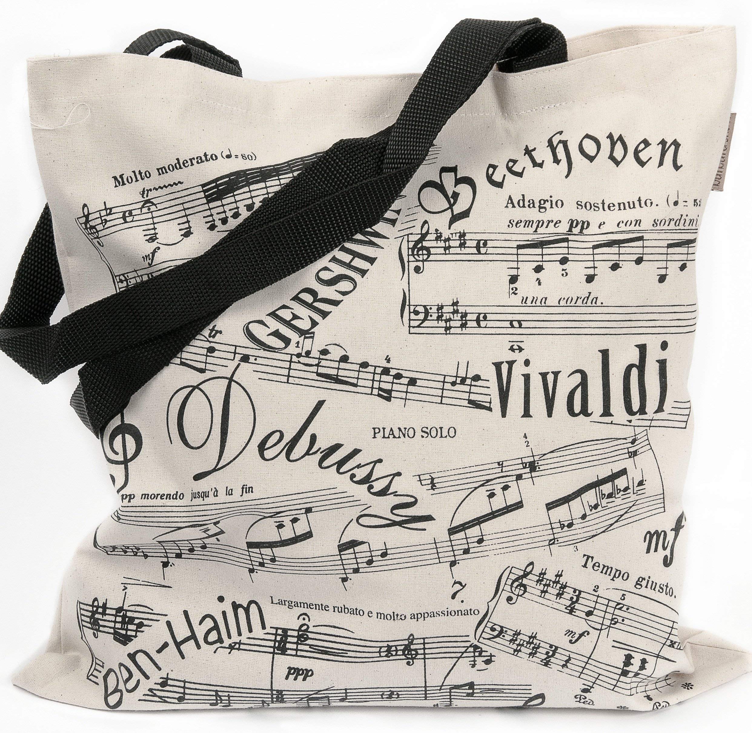 Original Music tote bag Medium weight Cotton-Canvas Sturdy Musical Tote Bag, Hand printed and sewn in Jerusalem great gift for music teachers and musicians