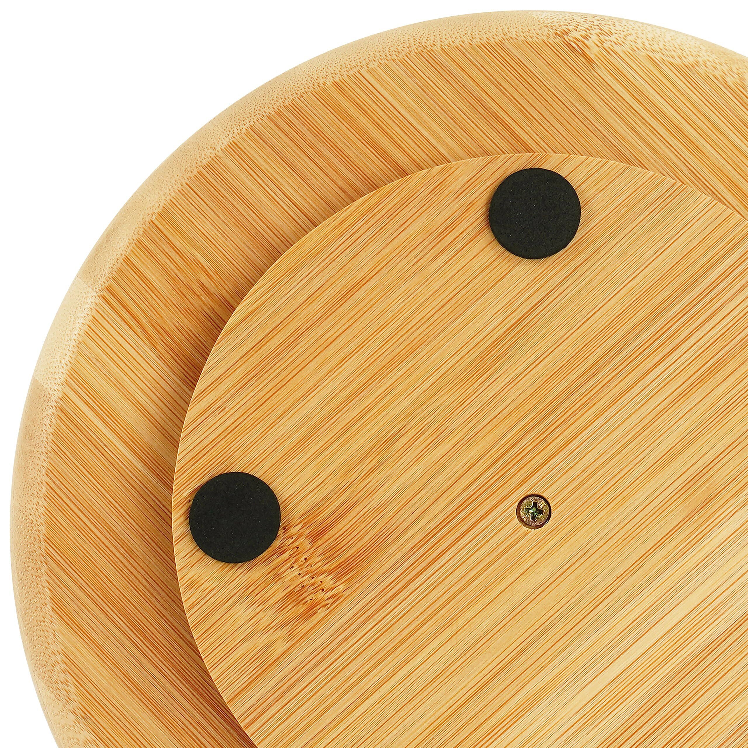 Relaxdays Talerz obrotowy, bambusowy, obracany o 360°, 4 przegródki, wyjmowane ścianki działowe, wys. x śr.: 6 x 23,5 cm, organizer na przyprawy, naturalny