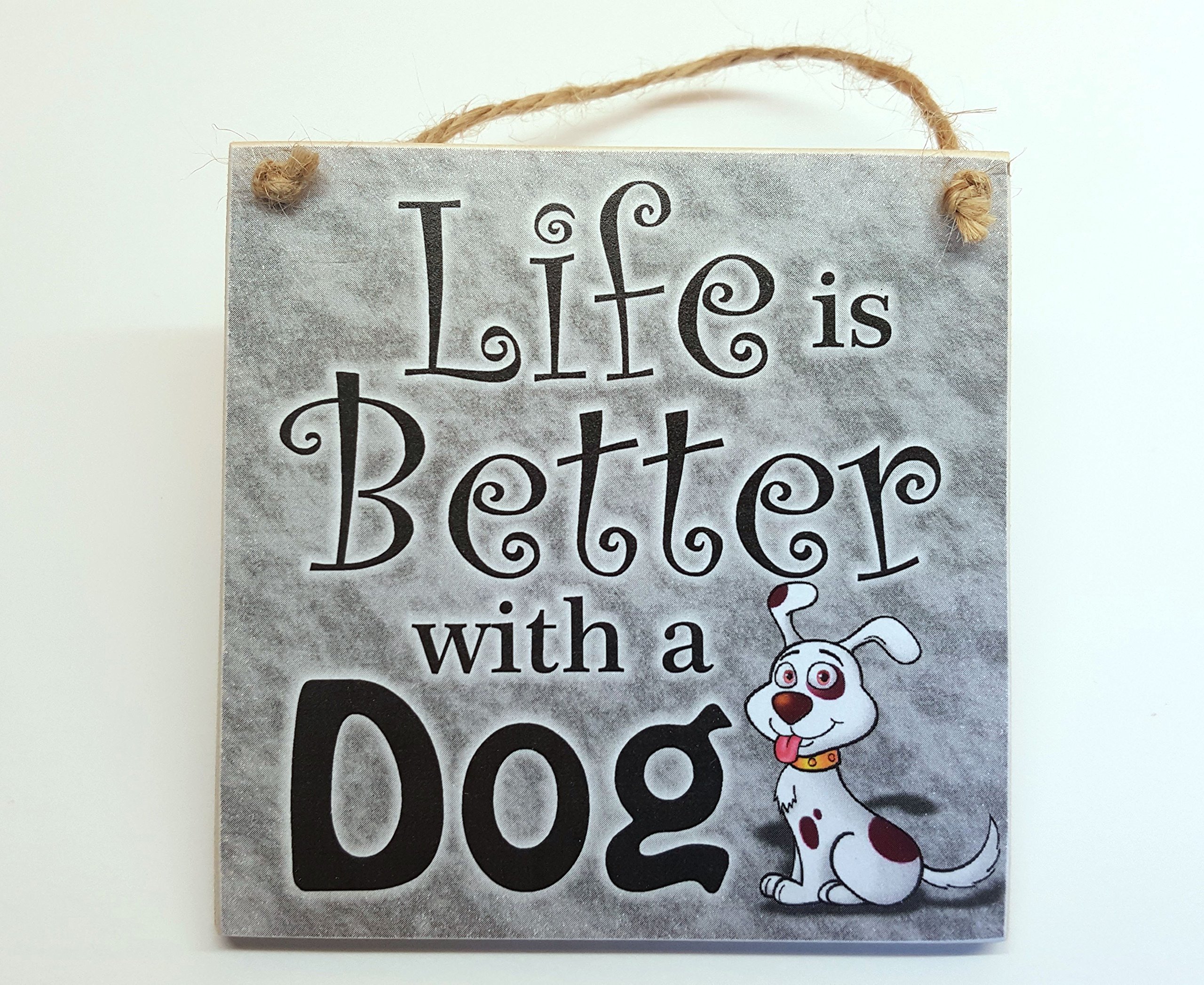 Hmhome Life Is Better With A Dog - Funny Dog Wooden Plaque