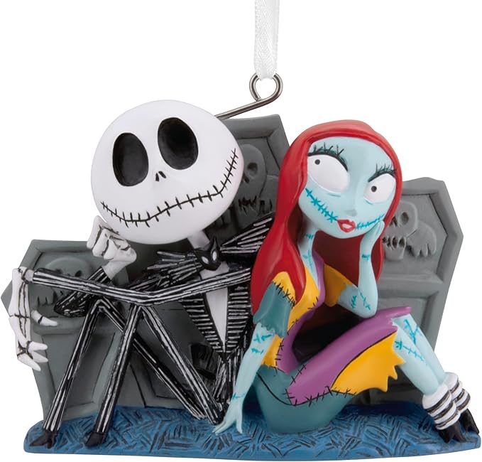 Hallmark Disney Tim Burton's The Nightmare Before Christmas Jack and Sally with Tombstones Christmas Ornament, Gifts for Disney Fans