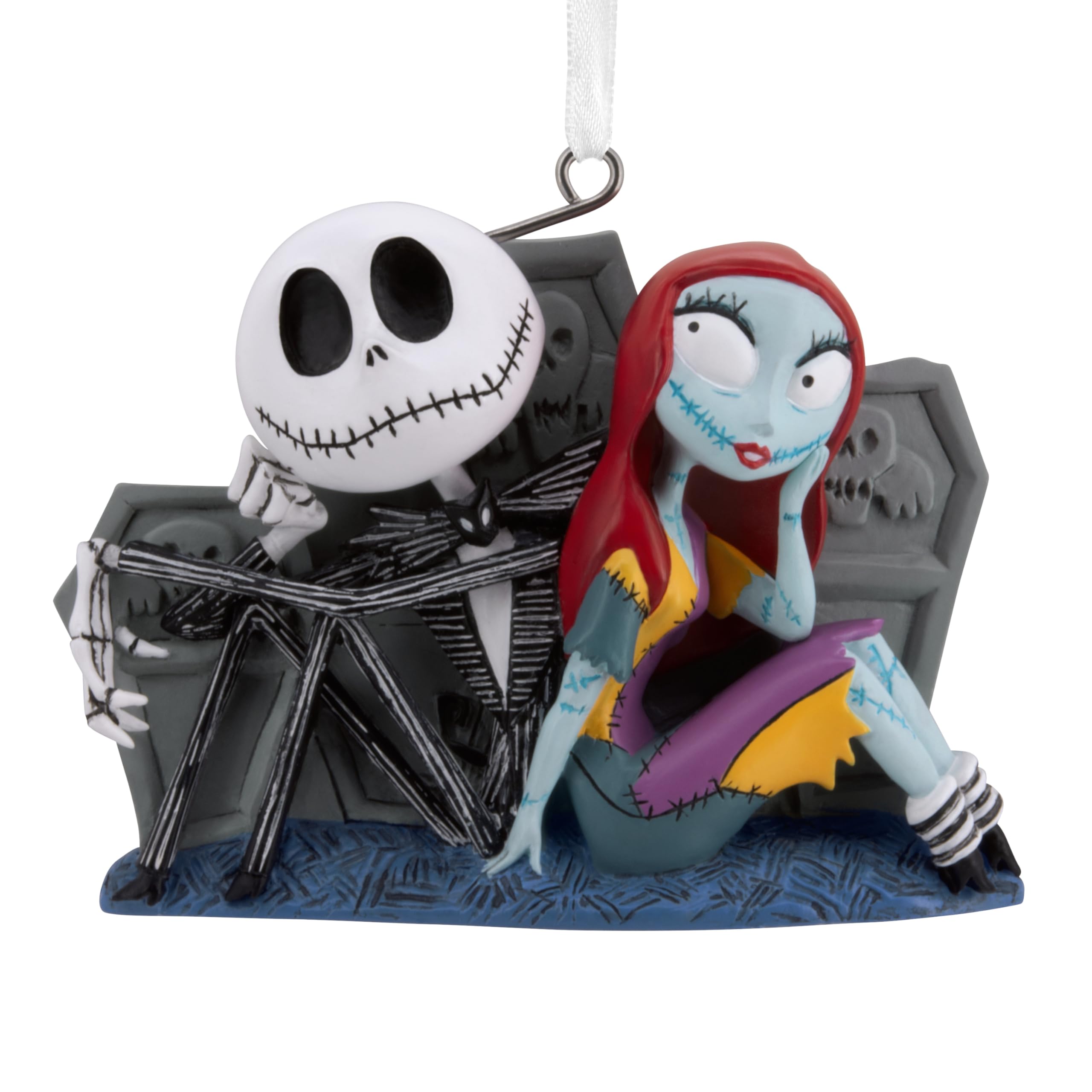 Hallmark Christmas Ornament, Disney Tim Burton's The Nightmare Before Christmas Jack and Sally with Tombstones Ornament, Gifts for Disney Fans