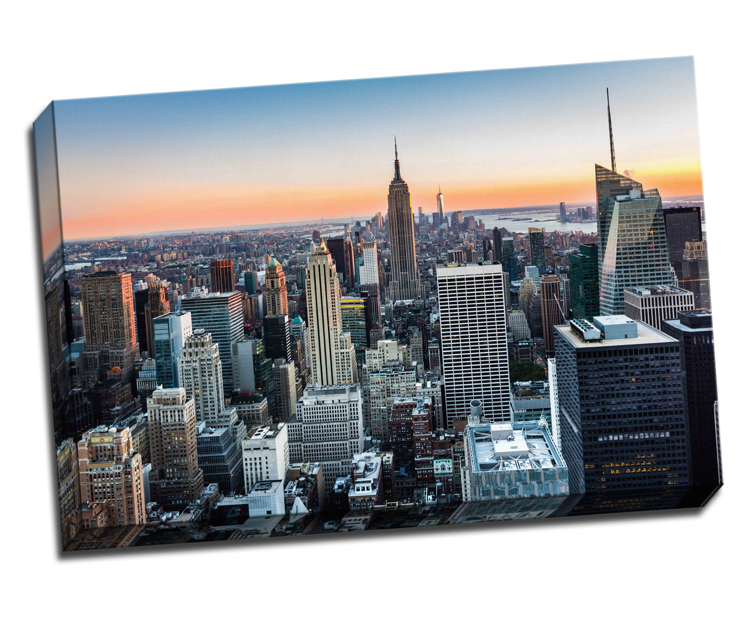 Panther Print Warm Hues And Blue New York Skyline At Sunset Canvas Art Print Poster 30"X 20" Inches