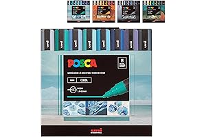 Posca Mop Markers Color Tones Set For Any Surface, Non-Toxic Formula, Cool Tones
