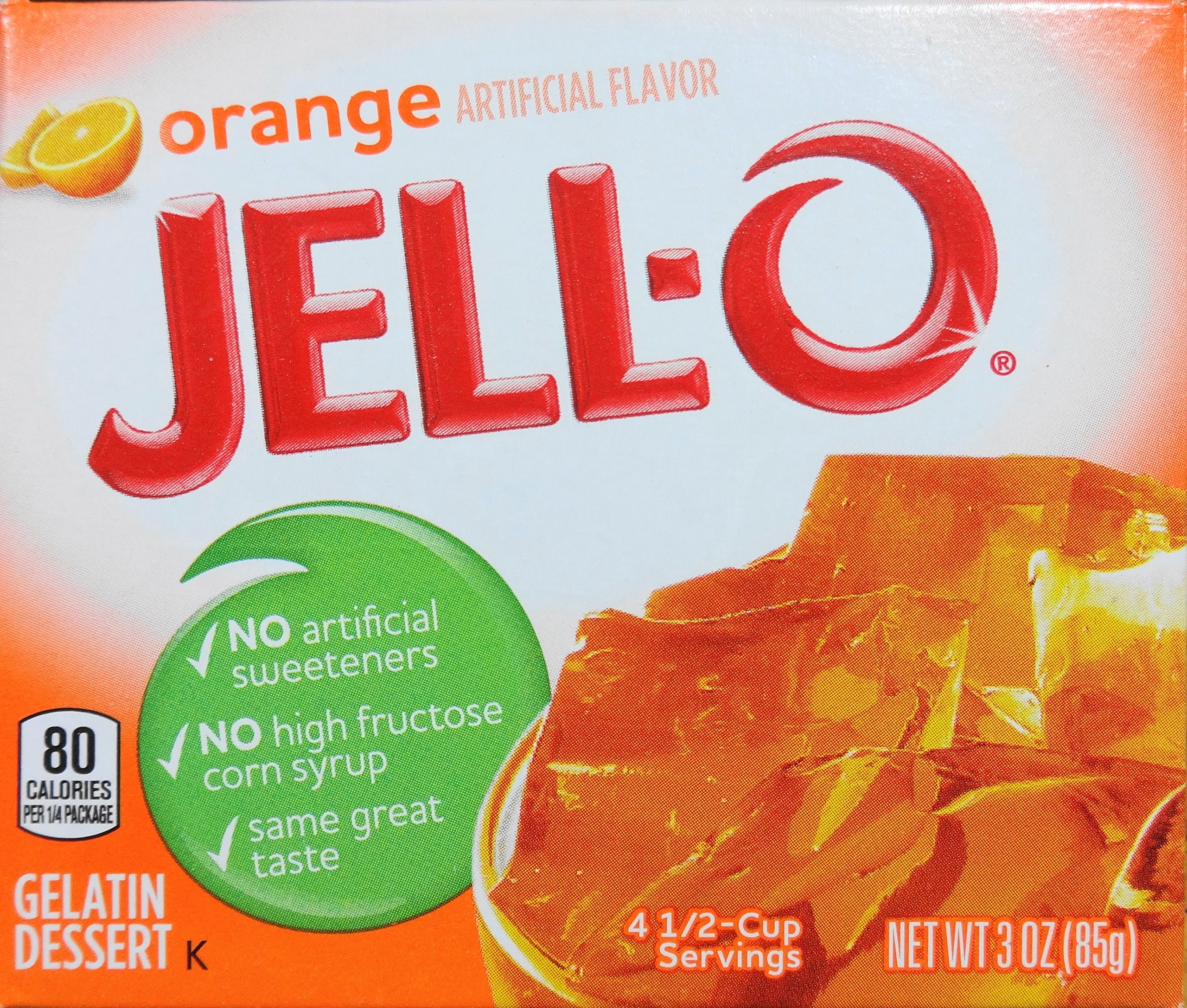 Jell-O Gelatin Dessert, Orange Flavor, 3-Ounce Boxes (Pack of 5)