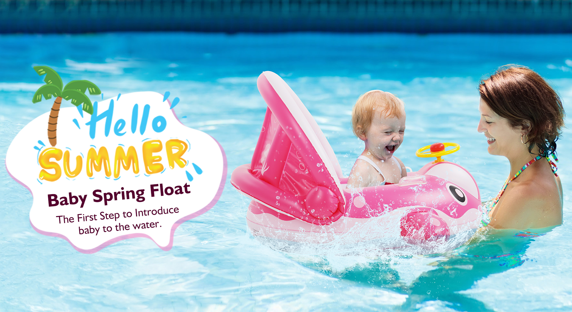 Boia Bebe Com Sombra Flotador Para Bebé Con Dosel Piscina Inflable 0-36  Meses Flotador Bebe