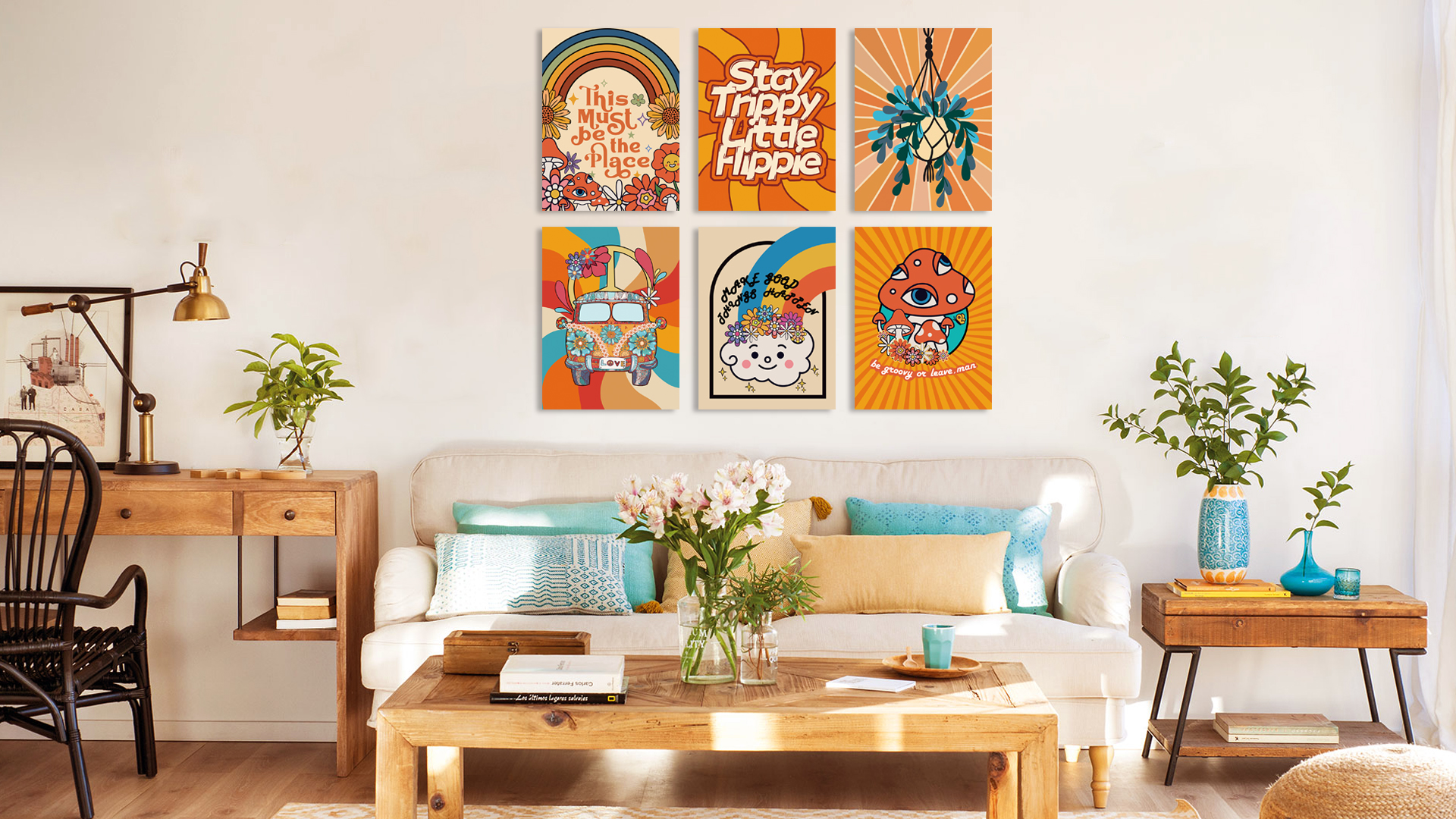 Amazon.com: Anyzal Hippie Wall Art Vintage Prints 60s 70s Retro