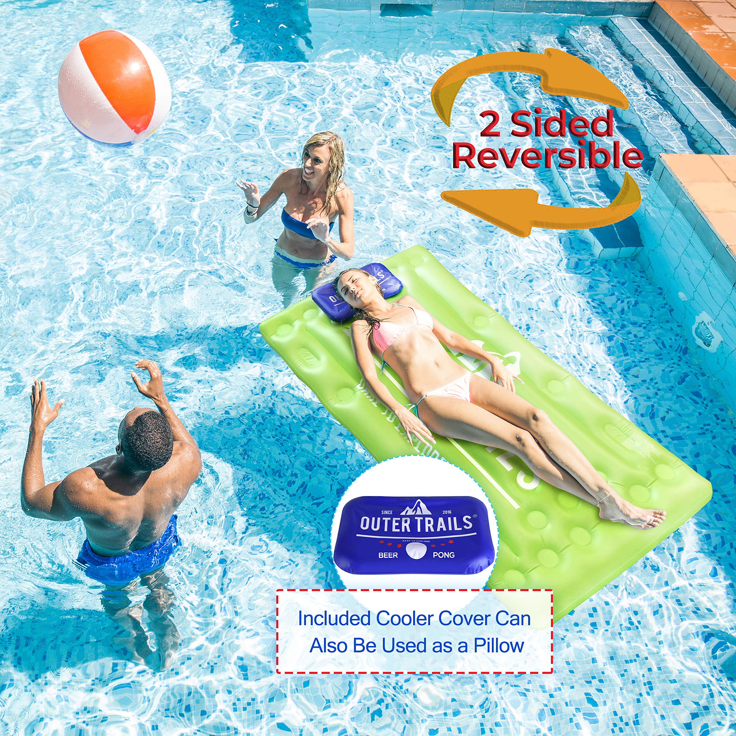 Mesa De Beer Pong Inflable Para Piscina – Flotador De 152 X 62 Cm Con 3 Modos De Uso, Ideal Para Fiestas De Verano, Juegos En El Agua Y Relajarse En Familia