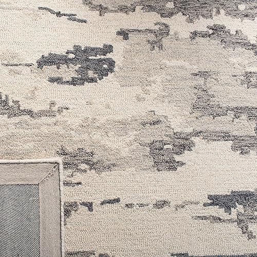 Miniatura 7 de SAFAVIEH Abstract Collection - Alfombra de área de 6 x 9 pies, carbón y marfil, lana abstracta hecha a mano, ideal para zonas de alto tráfico en