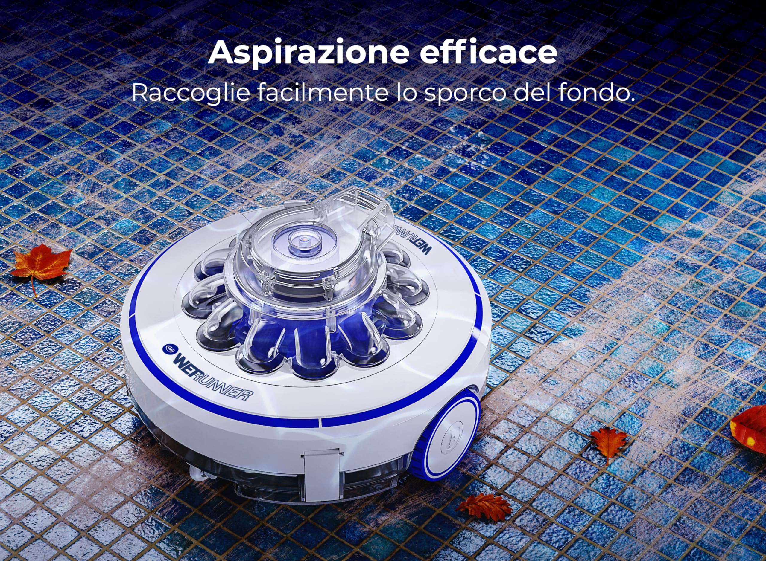 GRE RBR60. Pulitore per piscine senza fili, autonomia di 60 minuti, per piscine fino a 35 m²