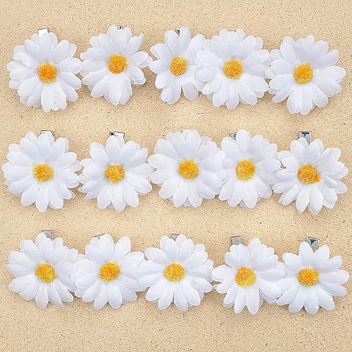 Miniatura 5 de CÉLLOT 15 pinzas para el cabello con margaritas, pequeñas horquillas de flores de sol, mini pinzas para el cabello de dama de honor para niñas y