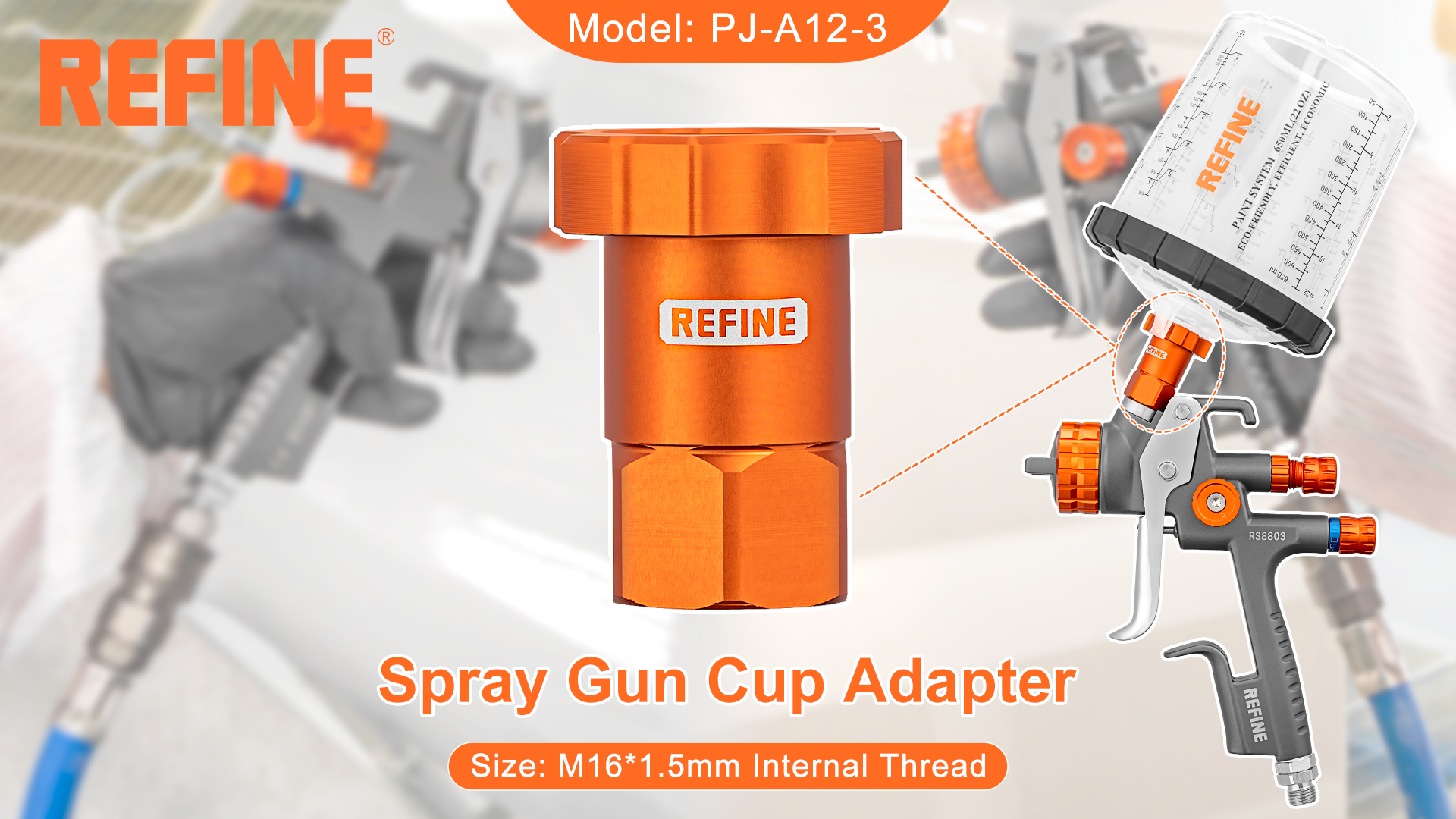 Amazon.com: REFINE Spray Gun Cup Adapter, 16 mm Female, 1.5 mm