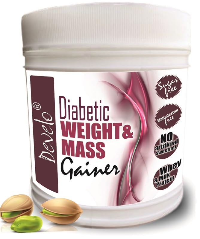 Develo Weight & Mass Gainer for Diabetics, Sugar Free Supplement for Diabetes Care, Weight & Muscle Gain – 500 Elaichi Pista