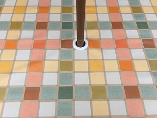 55X55 SQUARE PVC/VINYL GARDEN TABLECLOTH - CANDY CHECK WITH PARASOL HOLE