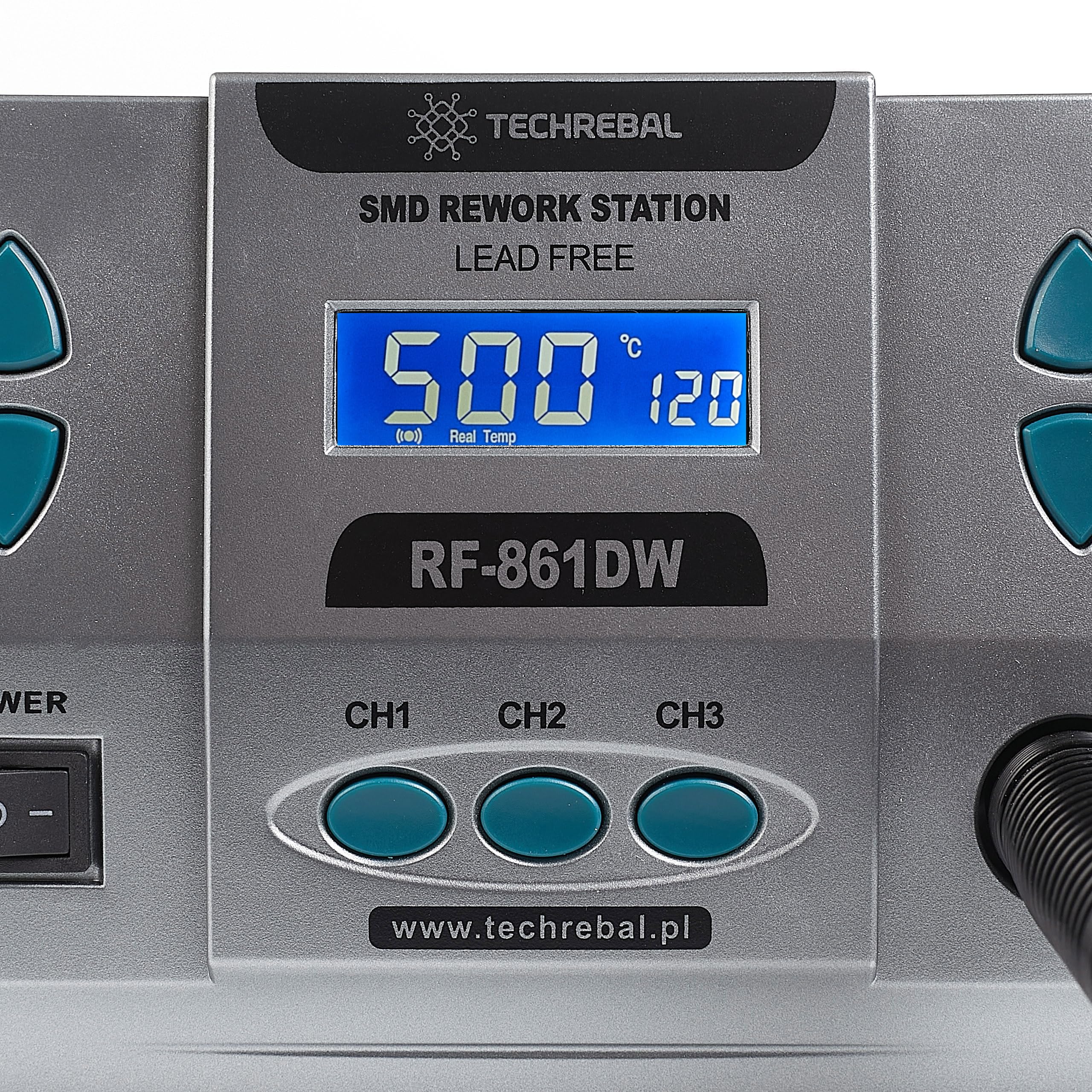 Stacja Lutownicza Hot Air TECHREBAL RF-861DW 1000W Spawarka Do Plastiku Stojak Na Kolbę Hot Air Mocna