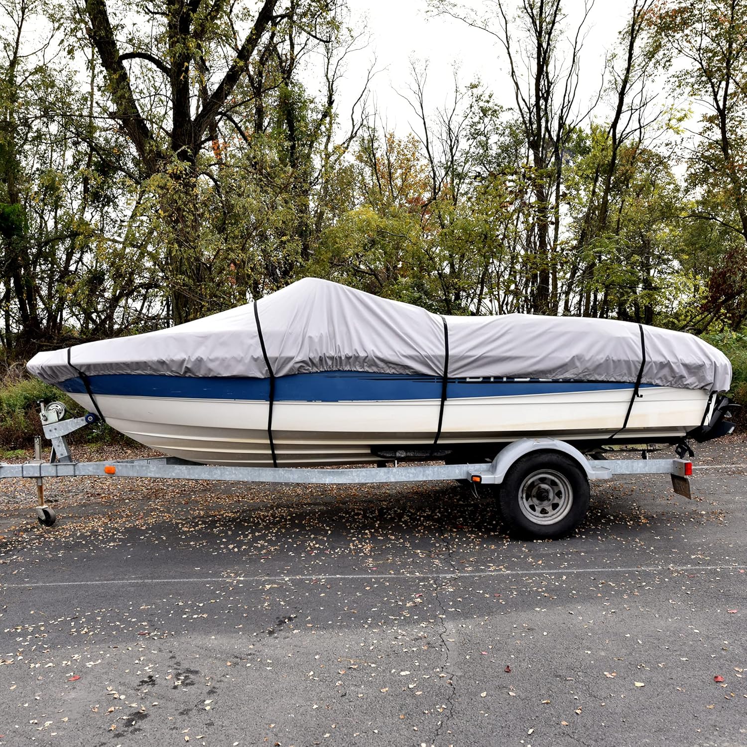 Budge BM-601-X6 600 Denier V-Hull Runabout Mooring Boat Cover Gray 20'-22' Long (Beam Width Up to 106") Waterproof, UV Resistant