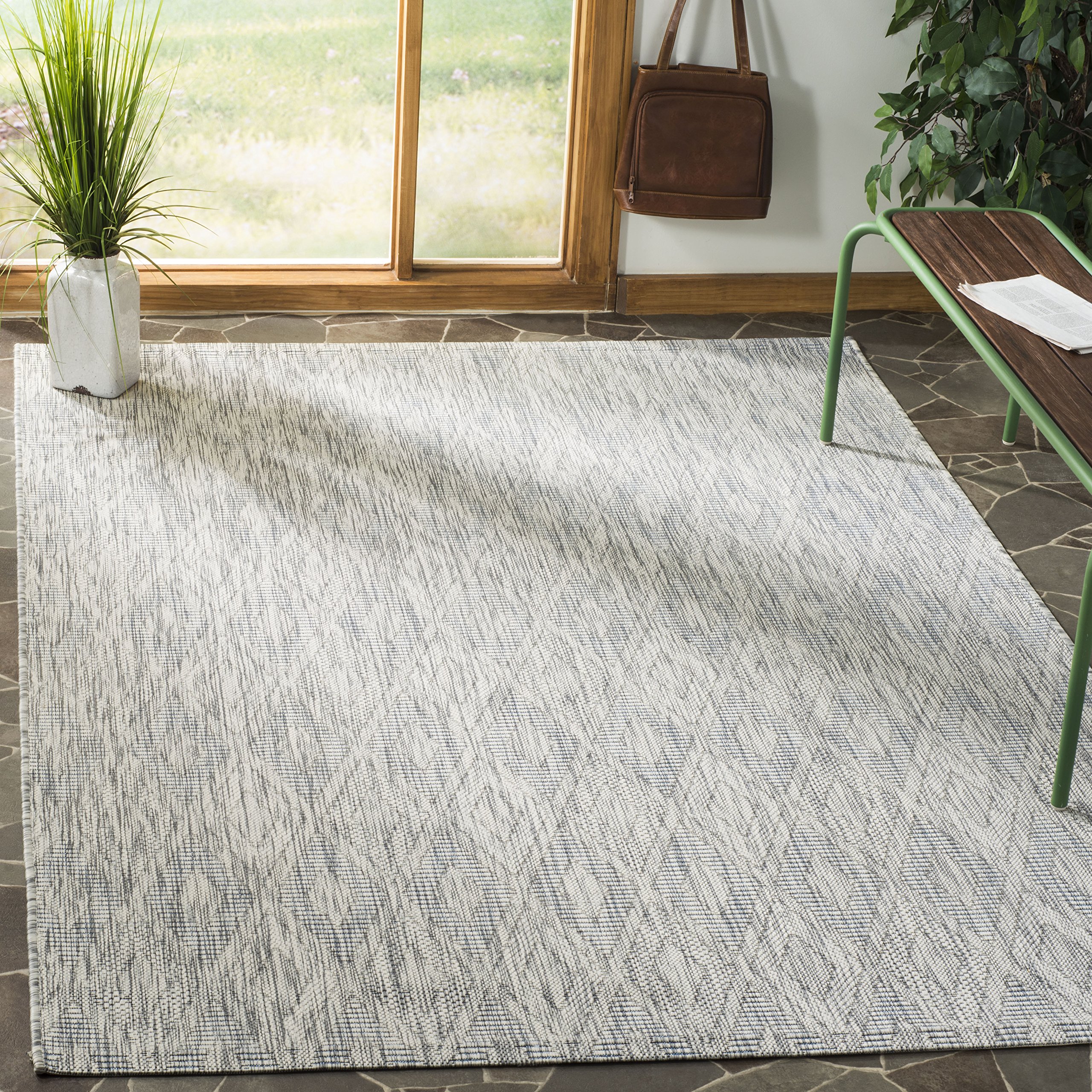 Safavieh Contemporary Indoor/Outdoor Woven Rectangle Area Rug, Courtyard Collection, CY8522, in Grey / Grey, 122 X 170 cm for Garden, Patio or Any Outdoor Space
