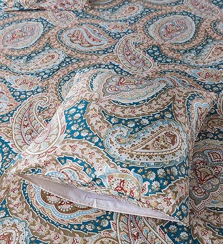 Miniatura 6 de FADFAY Juego de funda de edredón de cachemira, ropa de cama de cachemira de damasco bohemio, juego de funda de edredón de cachemira azul marino
