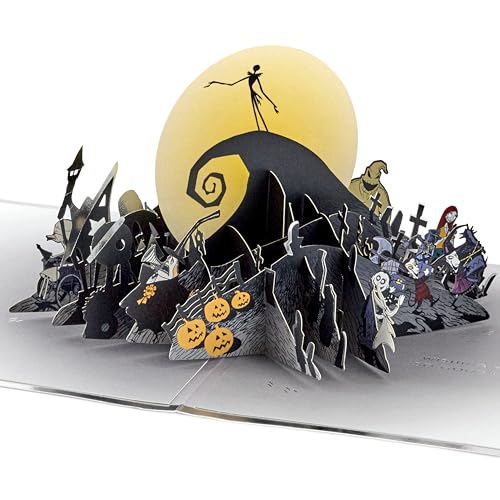 Hallmark Biglietto di Natale, The Nightmare Before Christmas, biglietto 3D e pop-up, con dettagli in lamina d'oro, nero, blu navy