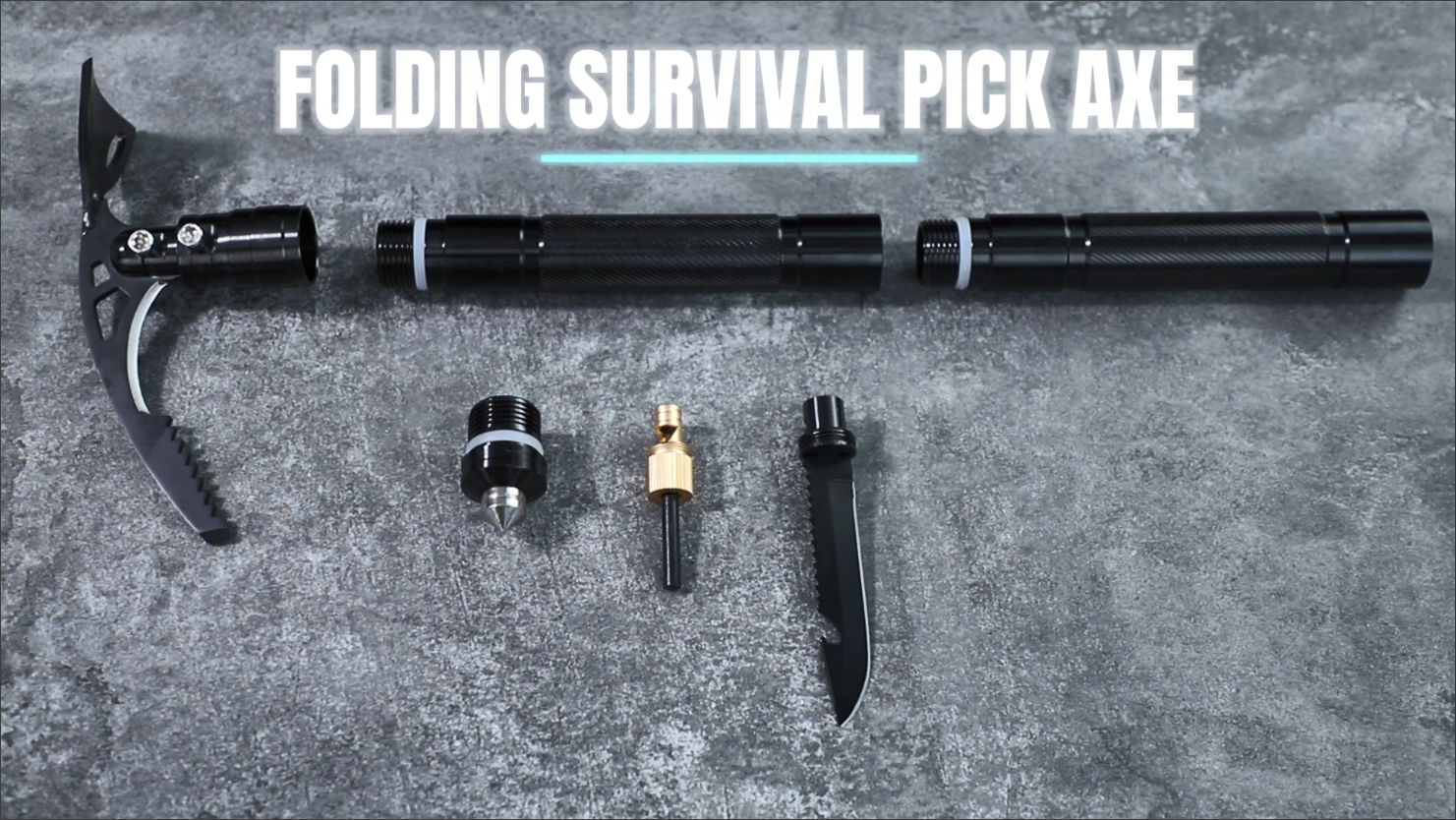 Pico plegable 8 en 1 con hoz y cuchillo de acero inoxidable miniatura 7
