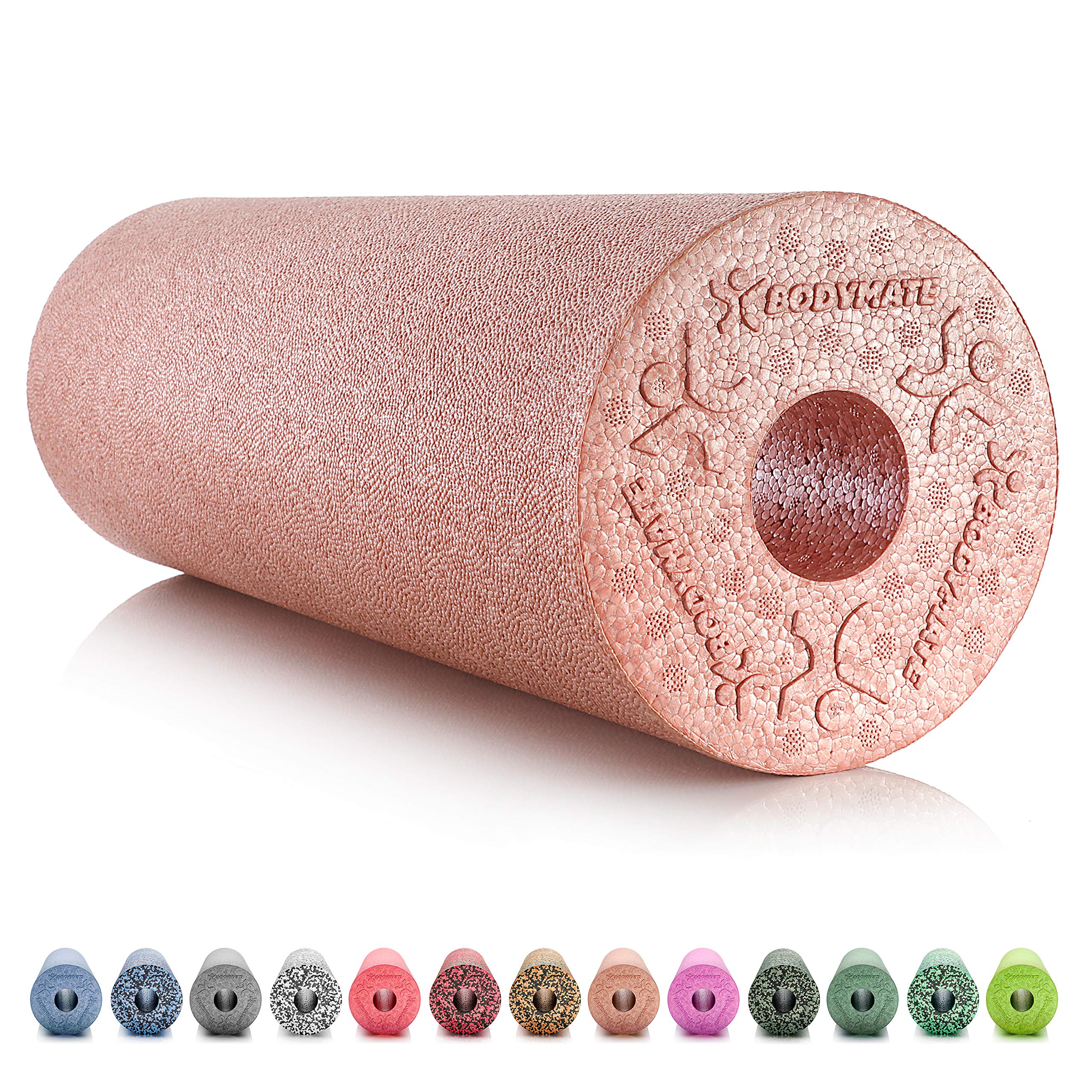 BODYMATE Faszienrolle Standard Mittel-Hart mit Gratis E-Book - Rose-Gold 45x15cm