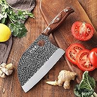 Vista 9 de 3PCS Butcher Knife Set, 7" Butcher Meat Cleaver, 7" Serbian Chef Knife and 6.5" Viking Knife, Hand Forged Kitchen Knife Set with Plastic Handle