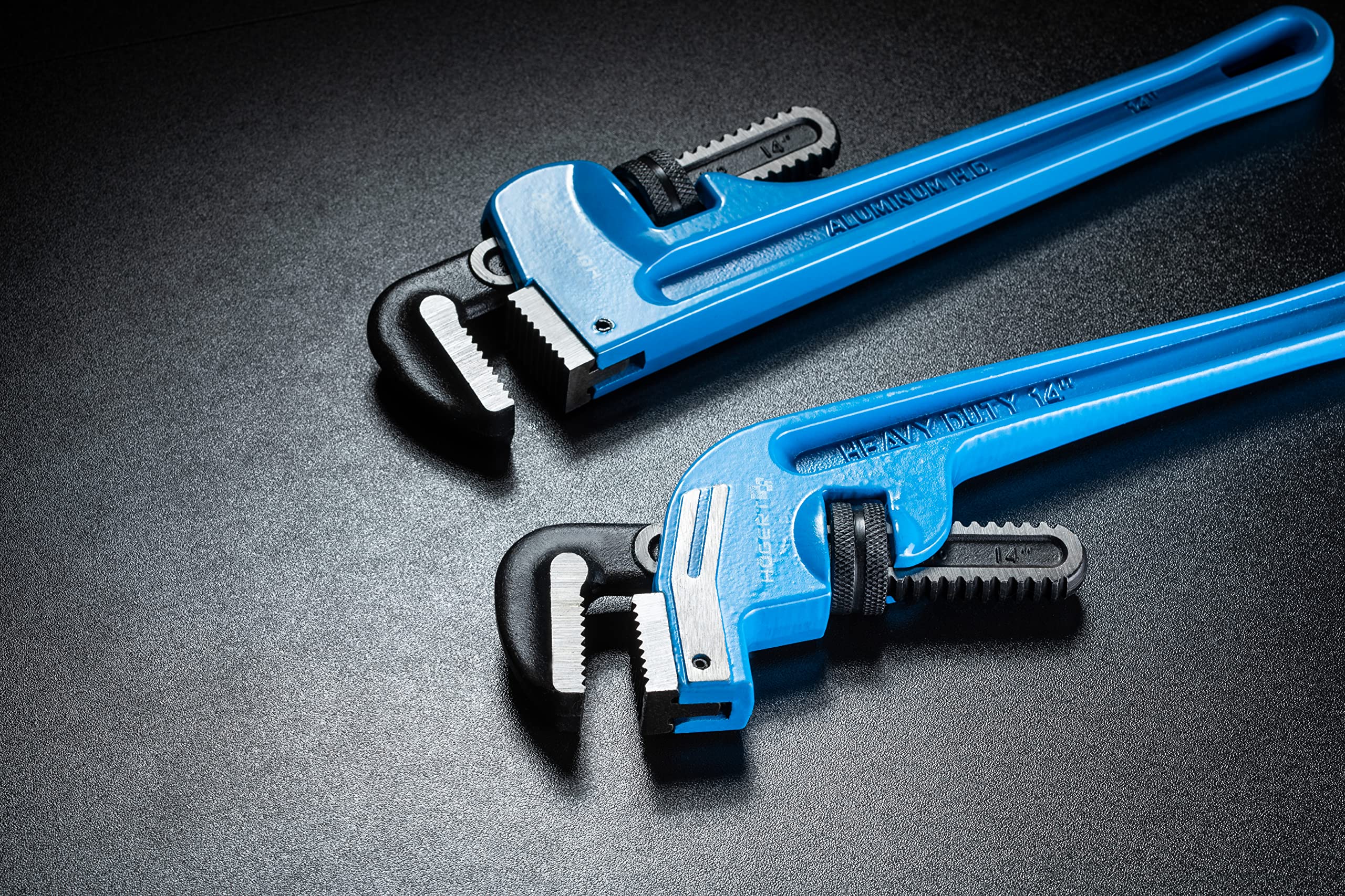 Högert Technik - Llave tubular Stillson alicates de tubo de 350 mm, aluminio de 14" - Alicates para bomba de agua para profesionales y bricolaje, reparación de tuberías de alcantarillado o calefacción