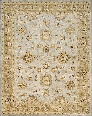 Safavieh Antiquity Collection AT856B Handmade Traditional Oriental Premium Wool Area Rug, 8'3" x 11', Light Blue / Sage