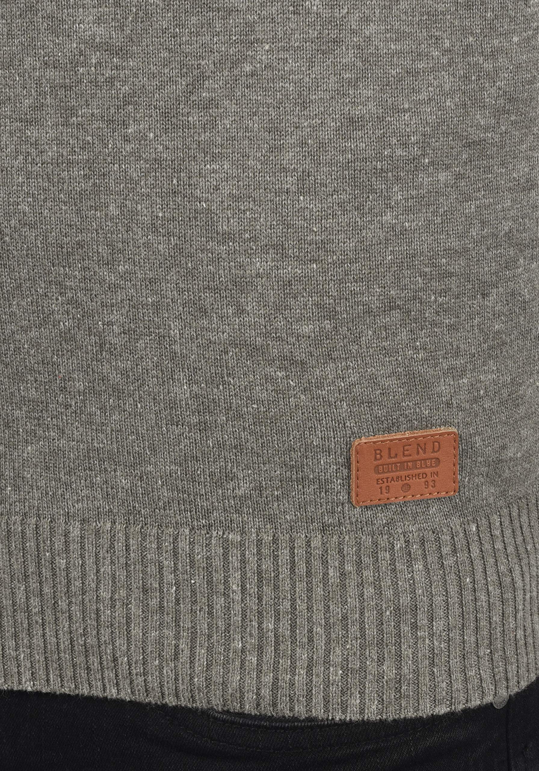 BLEND BHNorman Homme Veste en Tricot Cardigan en Maille Fine Pull à col Montant Fermeture éclair Poignets côtelés Mélange de Coton Regular Fit