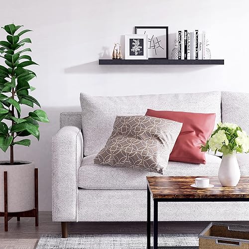 Miniatura 8 de Ballucci Estante flotante, estante de pared de madera de 36 pulgadas con soportes invisibles para baño, sala de estar, dormitorio, cocina,