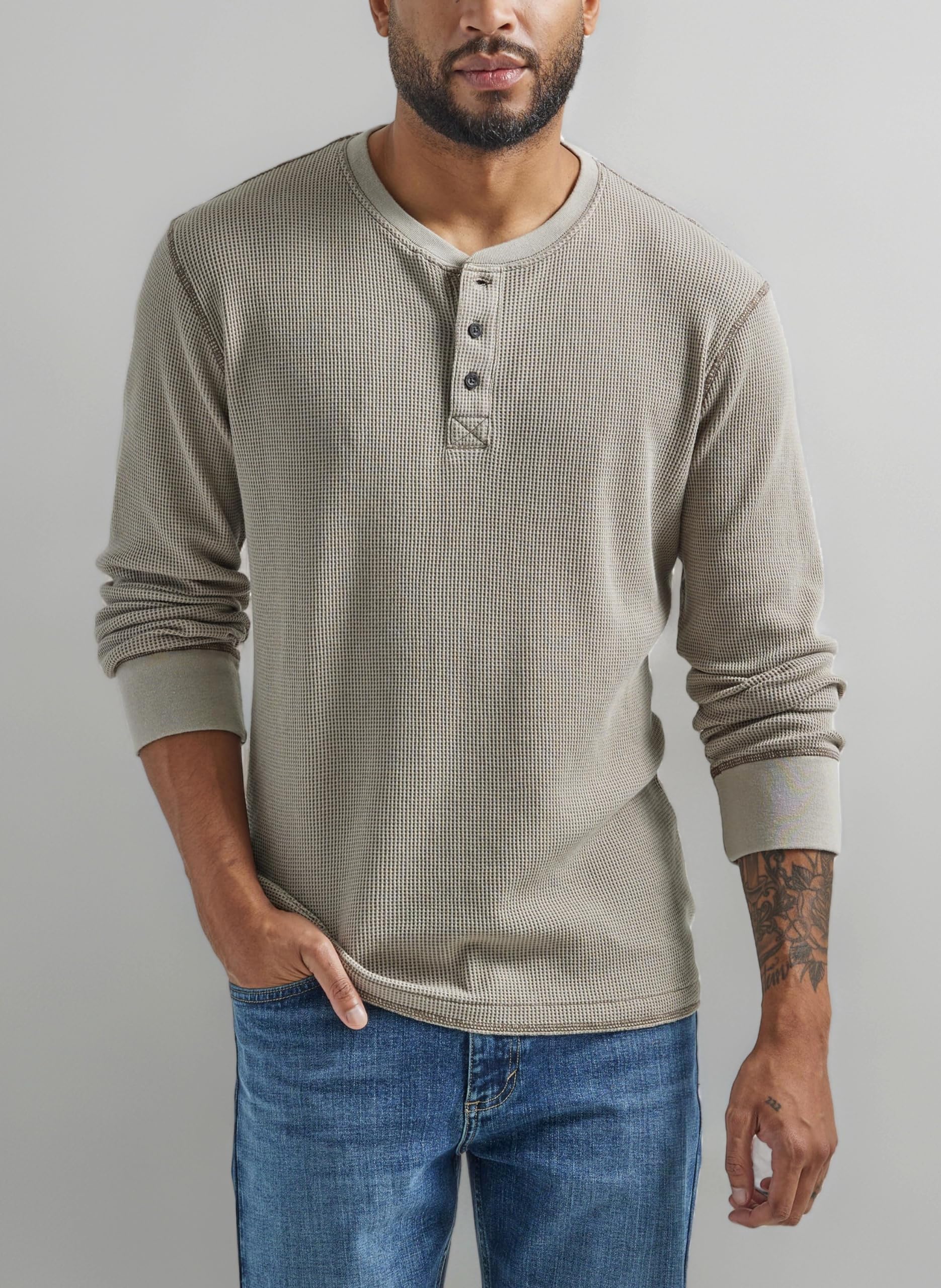 Authentics Men's Authentics Men's Long Sleeve Waffle Henley Shirt