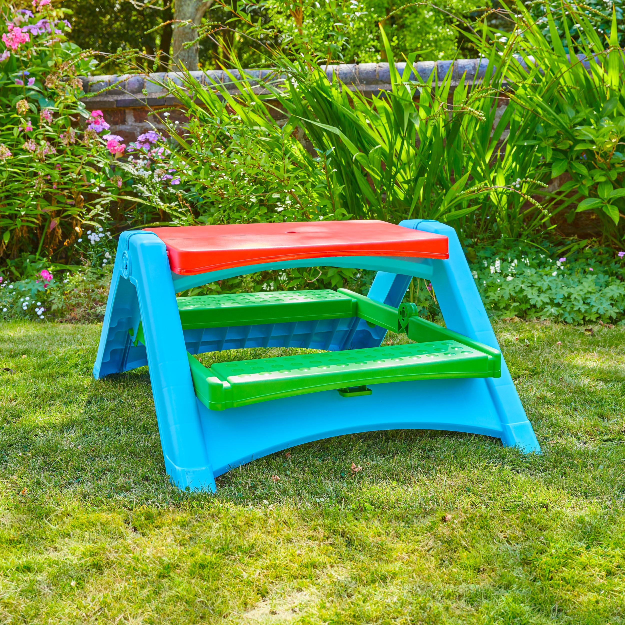 Outsunny Table de pique-nique pour enfants avec bancs en bois massif table enfant pour le jardin 89 x 79 x 50 cm marron et blanc | France