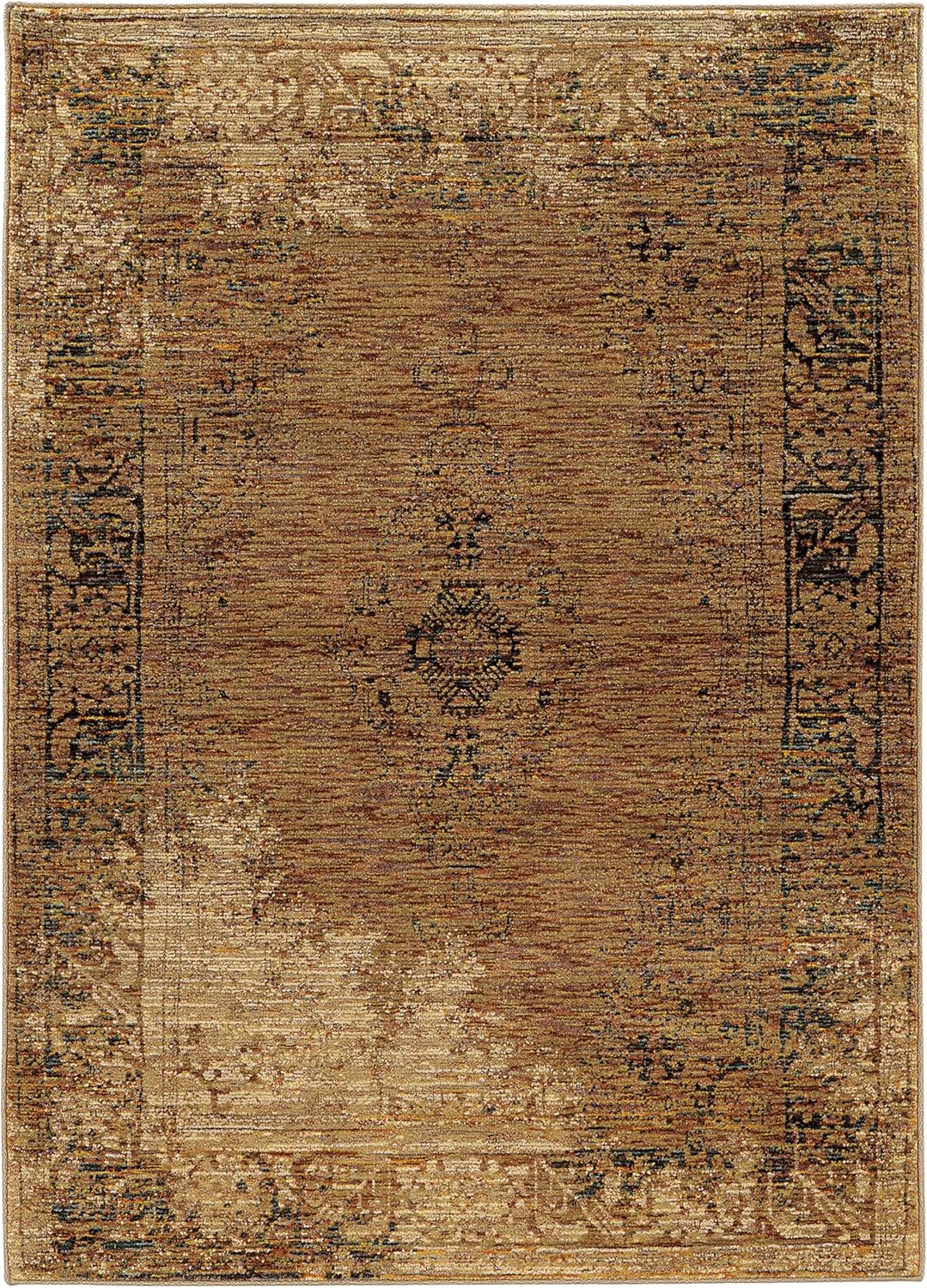 Oriental Weavers Andorra Area Rug - 6845D - 1'10" x 3'2" - in Gold/Brown - Vintage Inspired, Stain Resistant, Family and Pet Friendly, Entryway, Bathroom Accent Rug