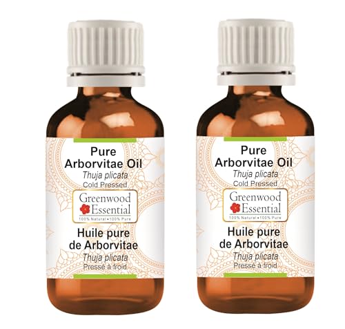 Greenwood Essential Pure Arborvitae Oil (Thuja plicata) Cold Pressed (Pack of Two) 10ml X 2 (0.66 oz)