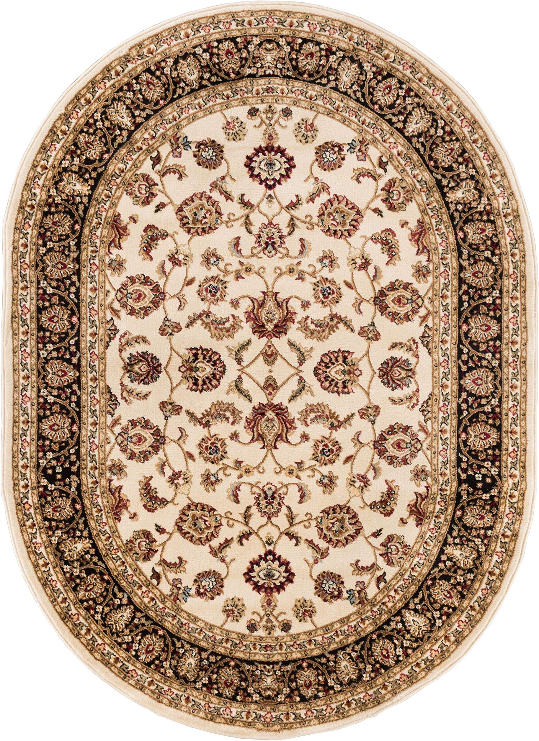 Well Woven Barclay Sarouk Ivory Traditional Area Rug 5'3" X 6'10" Oval