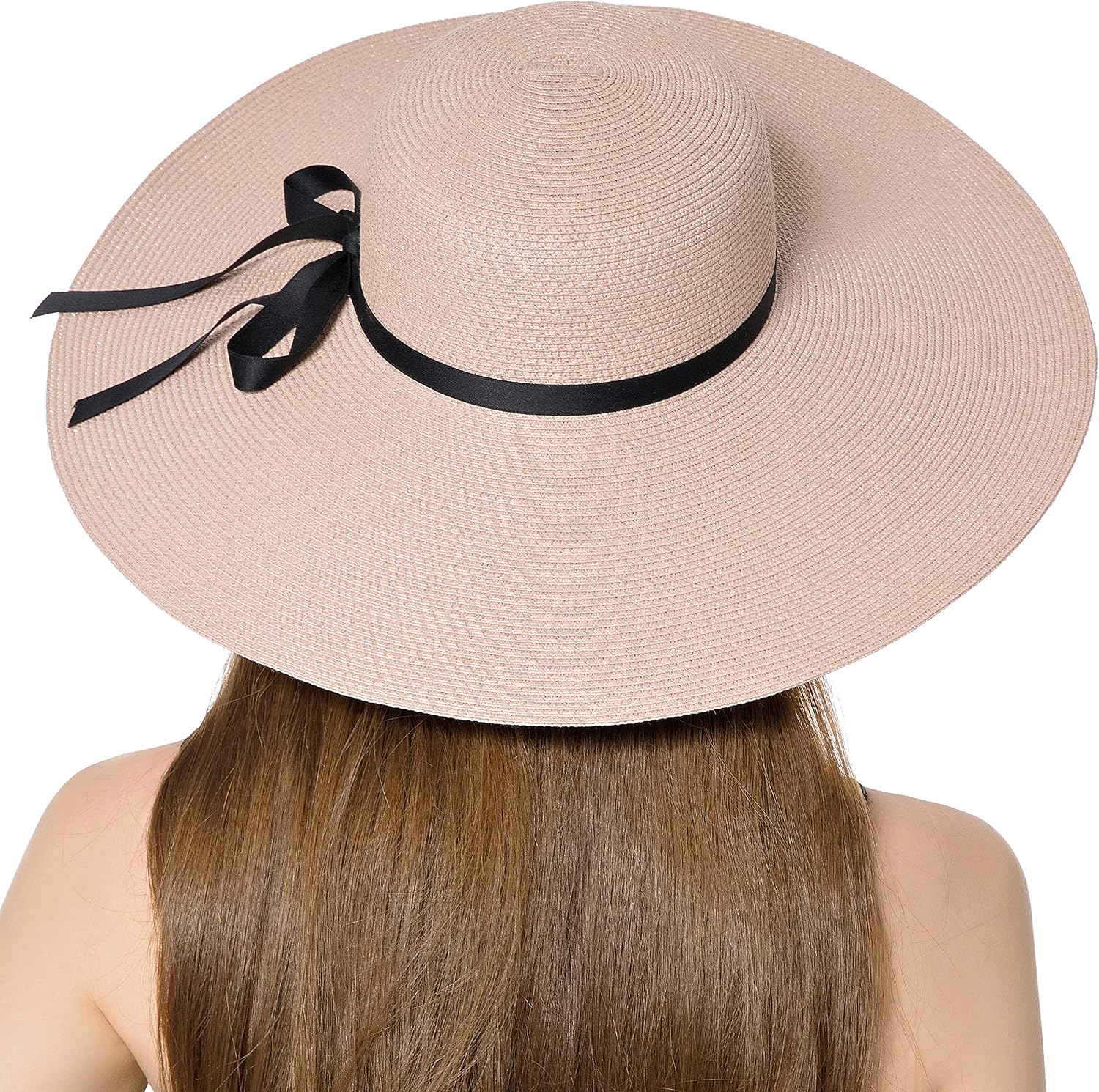 Muryobao Womens Wide Brim Straw Sun Hat Floppy Foldable Roll up Cap UPF 50+ Summer Beach Hats