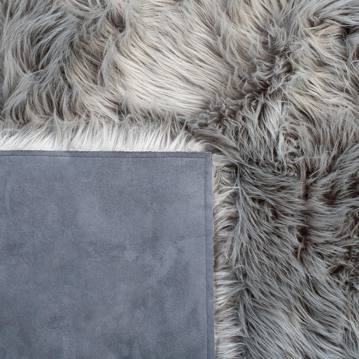 SAFAVIEH Faux Sheep Skin Collection 2' x 3' Grey FSS235D Silken Glam 2.35-inch Thick Accent Rug
