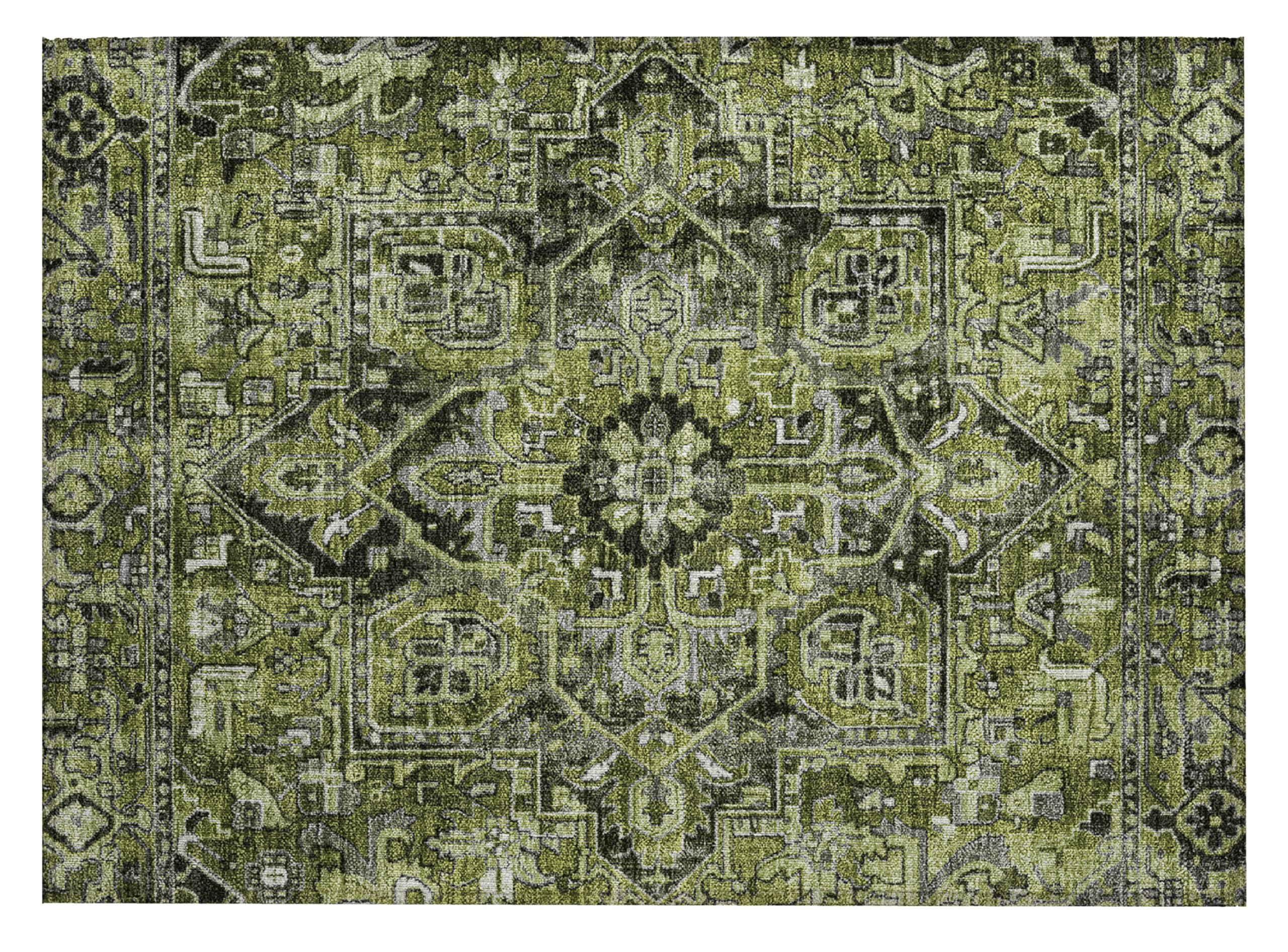 addison rugs chantille acn570 green 1'8" x 2'6 indoor outdoor area rug, stain resistant, machine washable, non shedding, bedroom, living room, dining room, kitchen rug