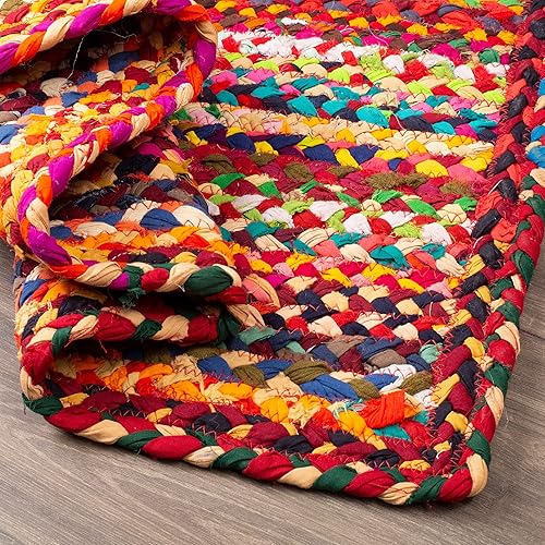 Miniatura 6 de Savi Home Alfombras Chindi de algodón trenzado hechas a mano de 3 x 5 pies, alfombras de área rectangulares, alfombras de área reversibles,