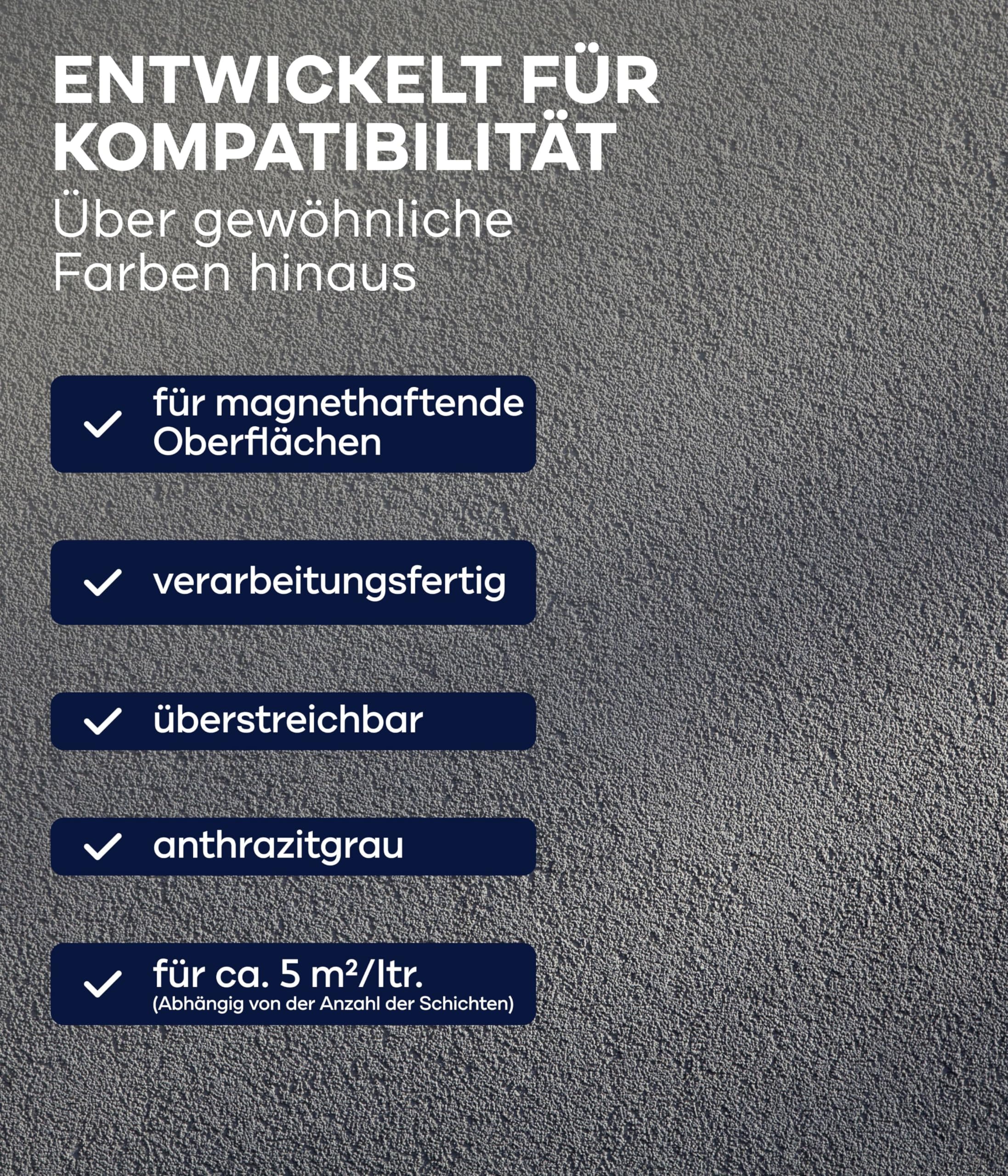 plid® Magnetfarbe Extra Stark 2,25L – Anthrazitgrau, überstreichbar. Haftet auf Wänden, Türen, Möbeln, Holz, Metall, Kunststoff, Beton & Putzflächen. Made in Germany